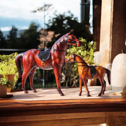 VMSK HandiCraft Standing Horse Set - 2 | 18" & 12" Inch's | Premium Decorative Showpiece