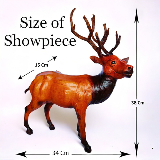 VMSK HandiCrafts Reindeer | Barasingha Showpiece | 12” Inch | Brown | Premium