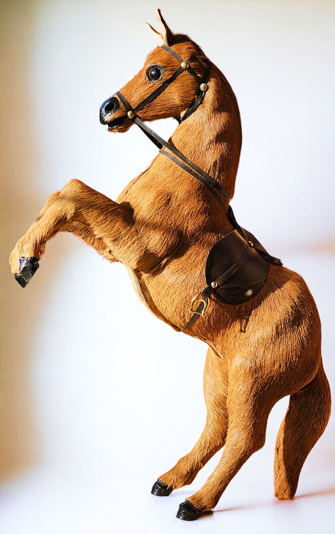 VMSK HandiCraft Brown Fur Rearing Horse | 18” Inch | Brown | Premium Showpiece