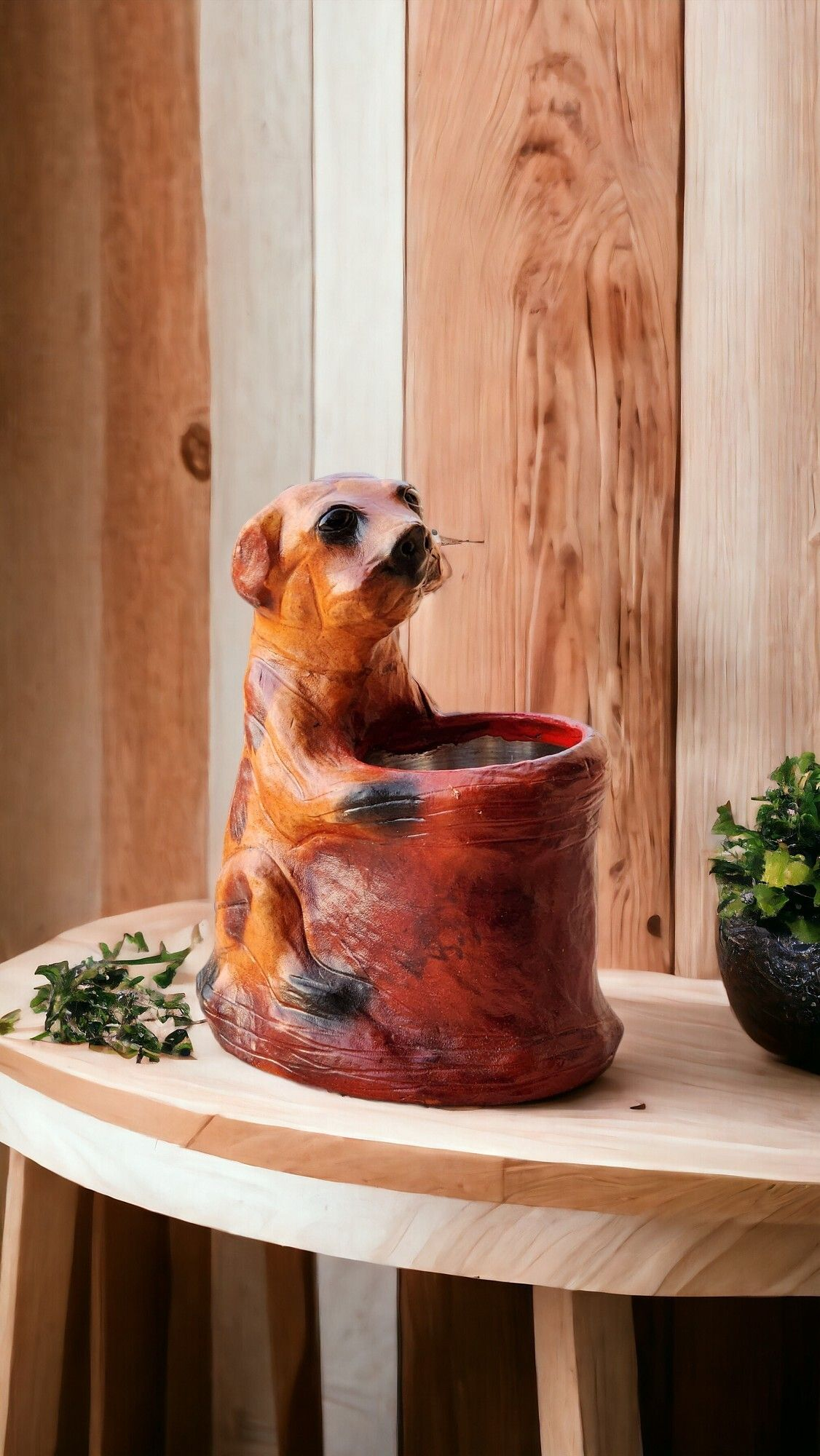 Puppy Pen Holder | 12” Inch | Brown Handmade Showpiece
