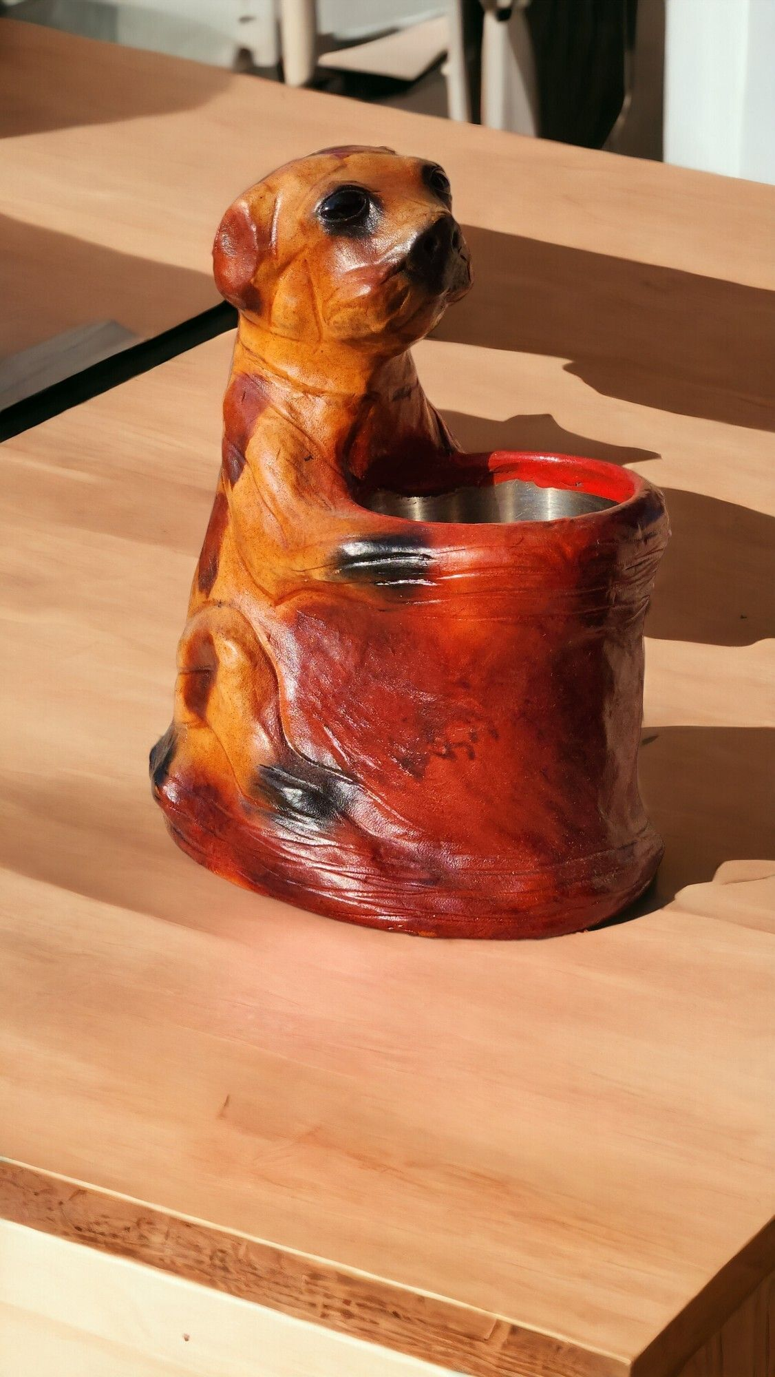 Puppy Pen Holder | 12” Inch | Brown Handmade Showpiece