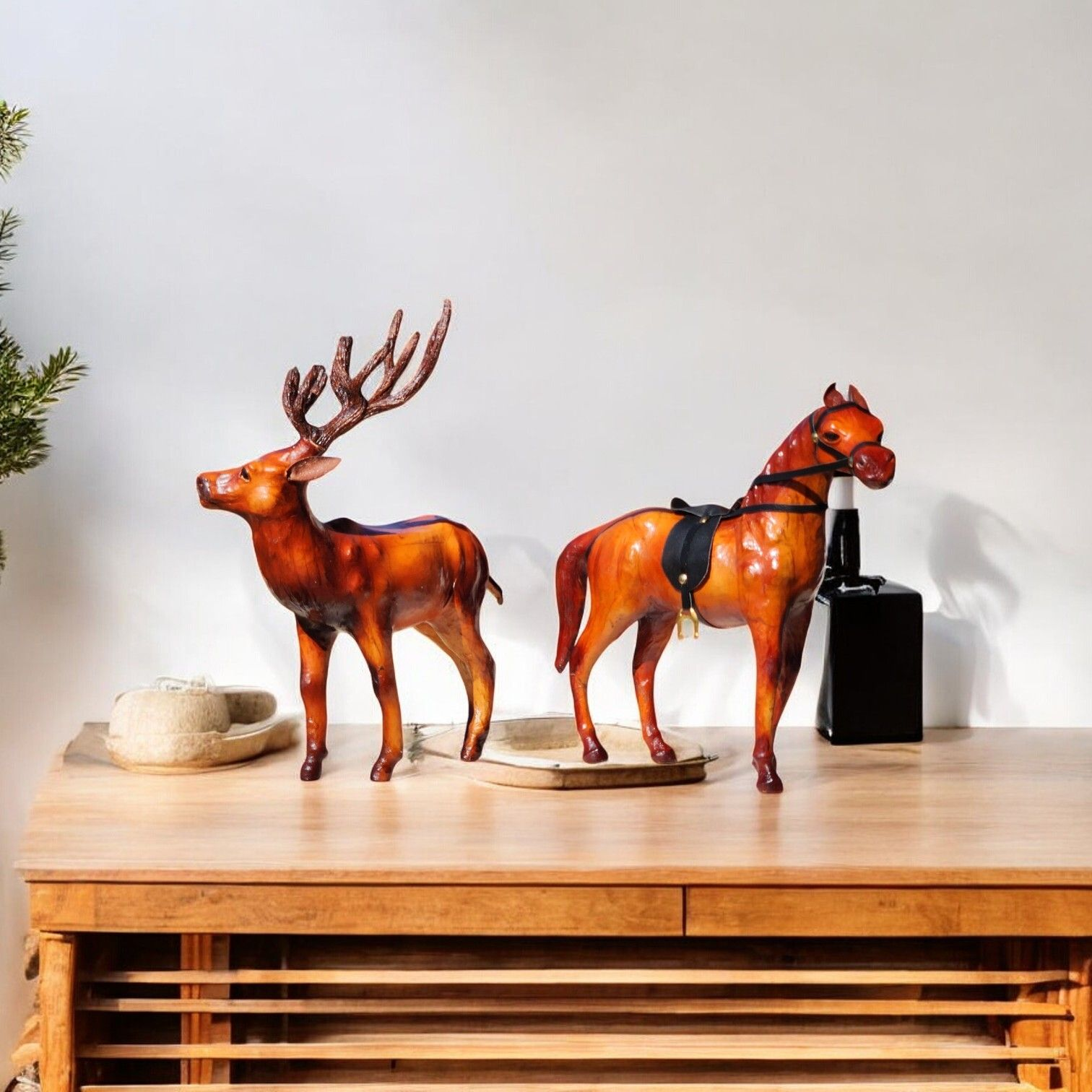 VMSK Barasingha Deer & Horse Showpiece ( 12 Inch )