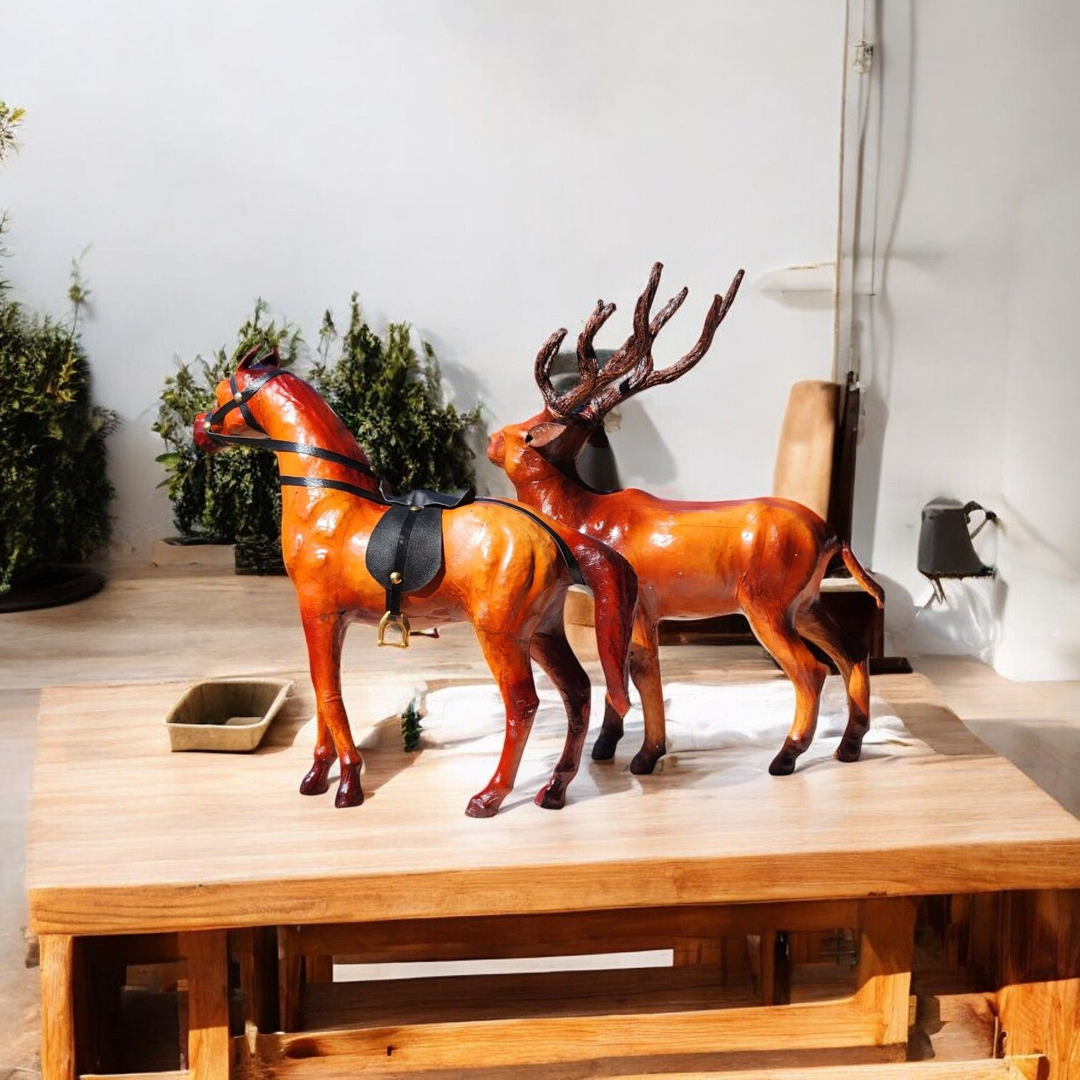 VMSK Barasingha Deer & Horse Showpiece ( 12 Inch )