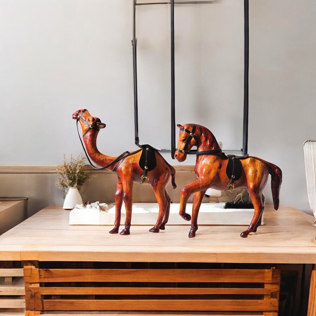 VMSK HandiCraft Shivaji's Horse & Standing Camel Set | 12” Inch's Each | Decorative Showpiece