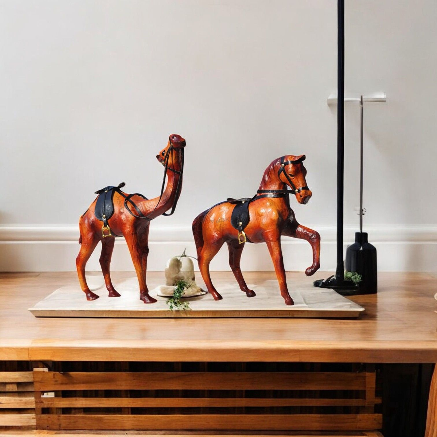 VMSK HandiCraft Shivaji's Horse & Standing Camel Set | 12” Inch's Each | Decorative Showpiece