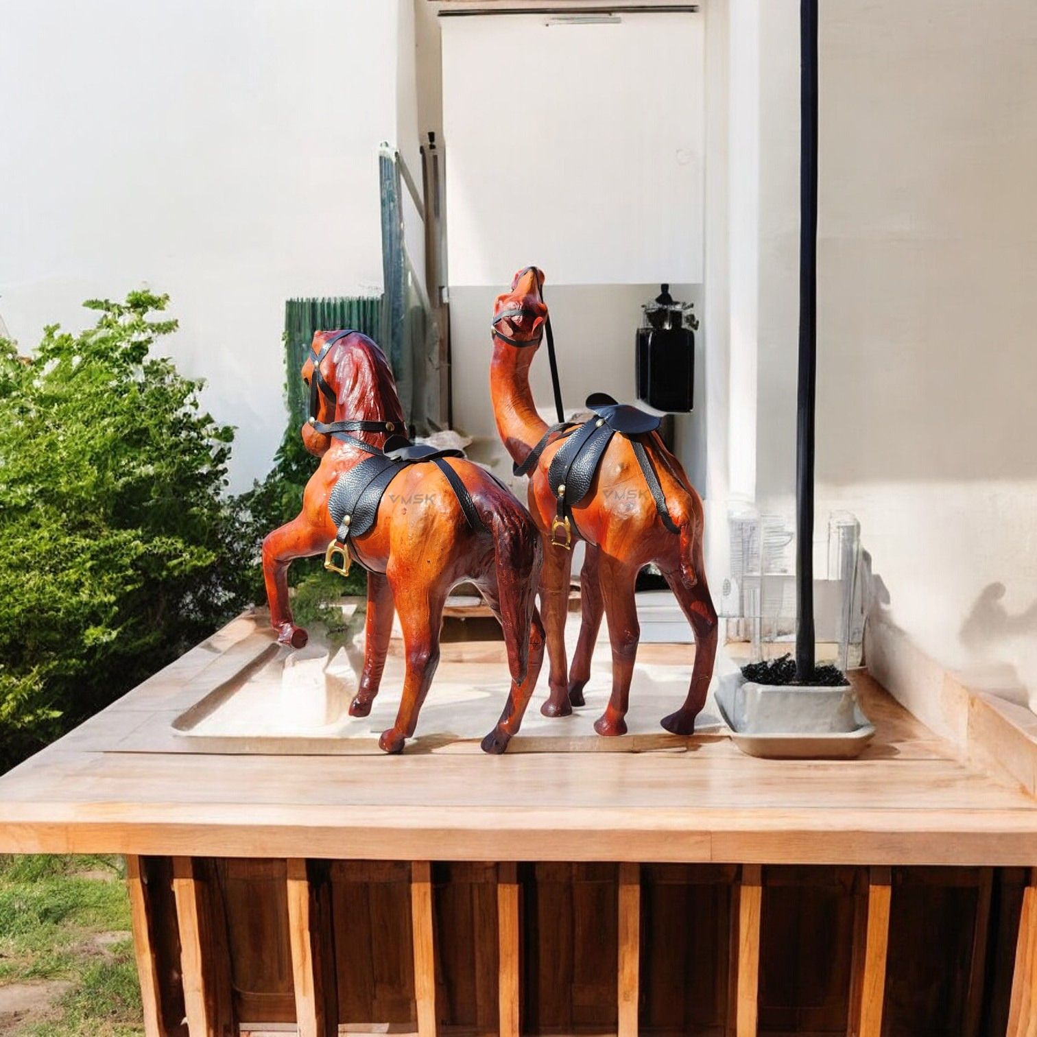 VMSK HandiCraft Shivaji's Horse & Standing Camel Set | 12” Inch's Each | Decorative Showpiece