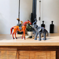 VMSK HandiCraft Elephant & Standing Horse Set | 12” Inch's Each | Brown | Decorative Showpieces