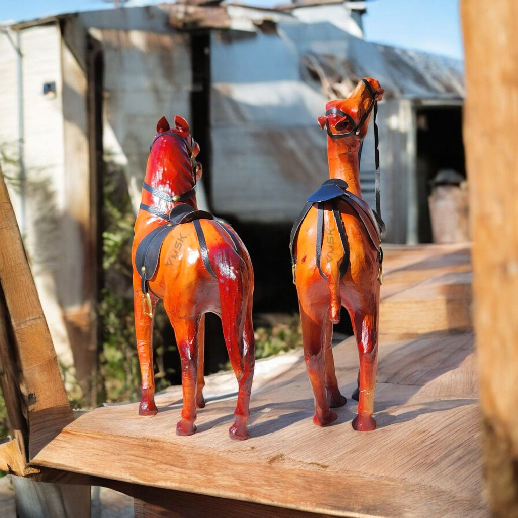 VMSK HandiCraft Standing Camel & Standing Horse Set | 12” Inch's Each | Decorative Showpiece