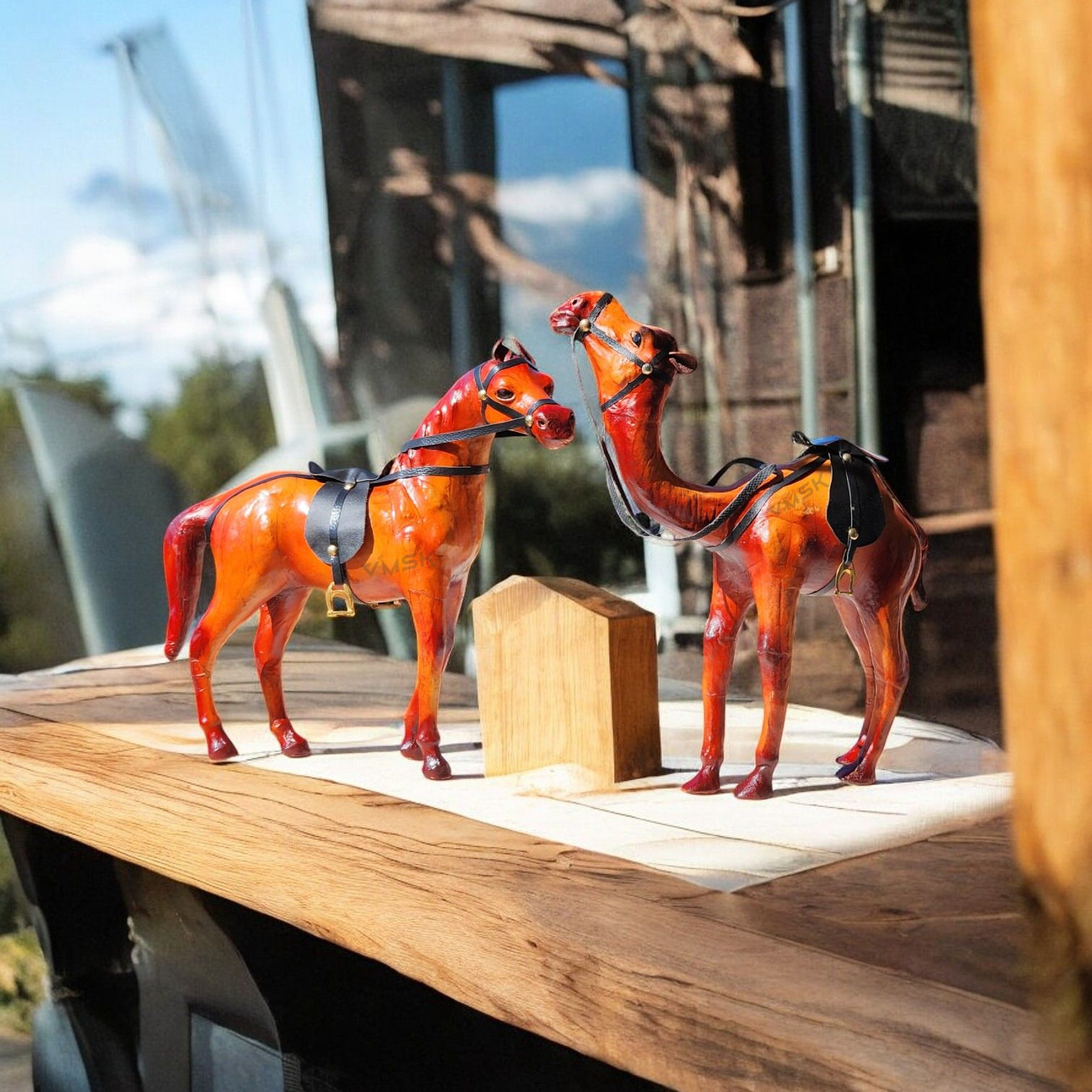VMSK HandiCraft Standing Camel & Standing Horse Set | 12” Inch's Each | Decorative Showpiece