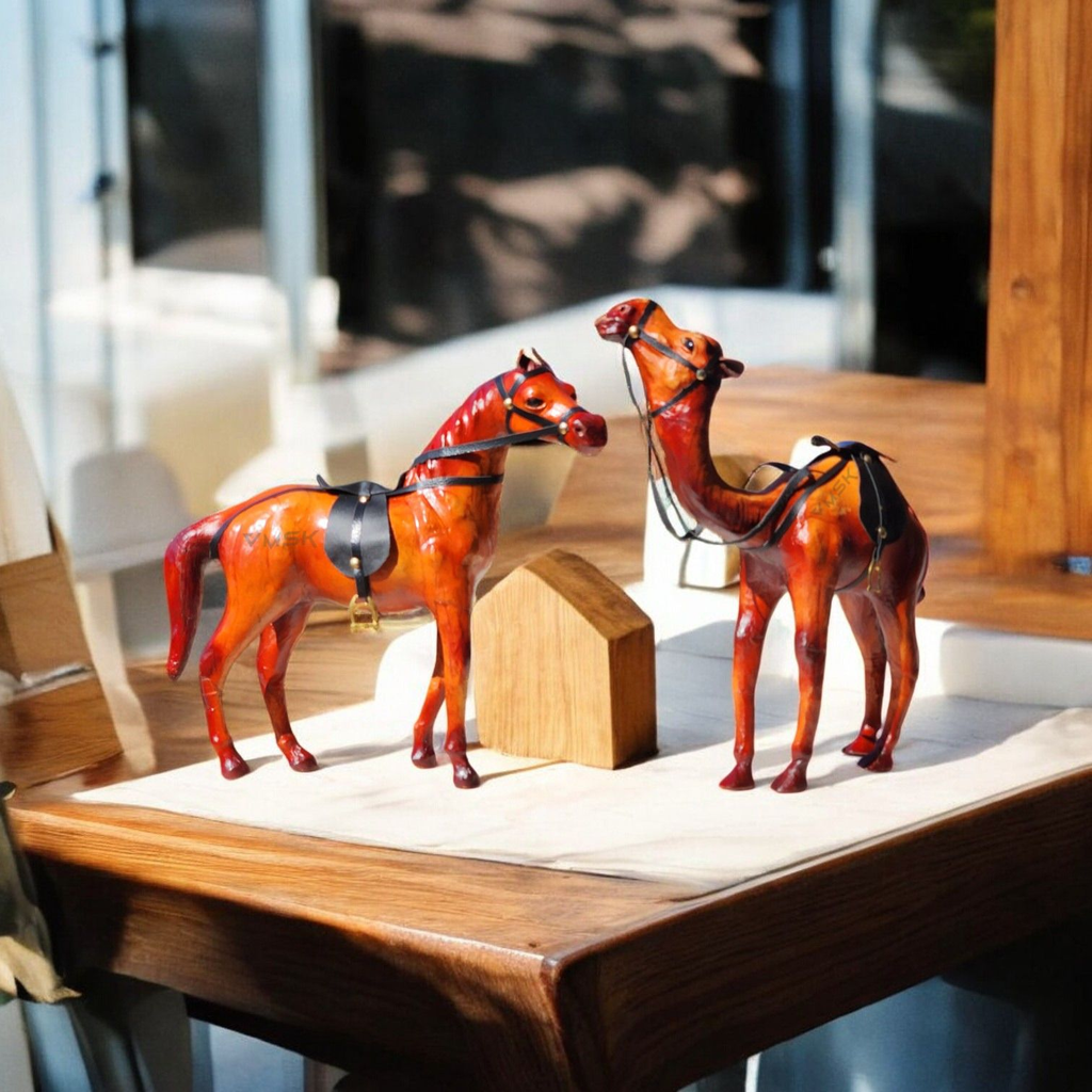 VMSK HandiCraft Standing Camel & Standing Horse Set | 12” Inch's Each | Decorative Showpiece