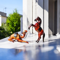 VMSK HandiCraft Sitting Camel & Jumping Horse Set | 12” Inch's Each | Brown | Decorative Showpiece
