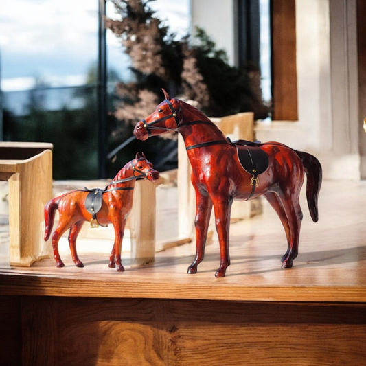VMSK HandiCraft Standing Horse Set - 2 | 18" & 12" Inch's | Premium Decorative Showpiece