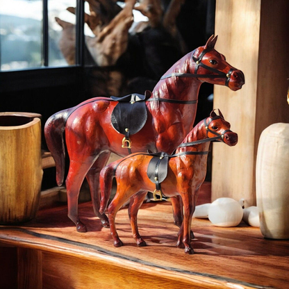 VMSK HandiCraft Standing Horse Set - 2 | 18" & 12" Inch's | Premium Decorative Showpiece