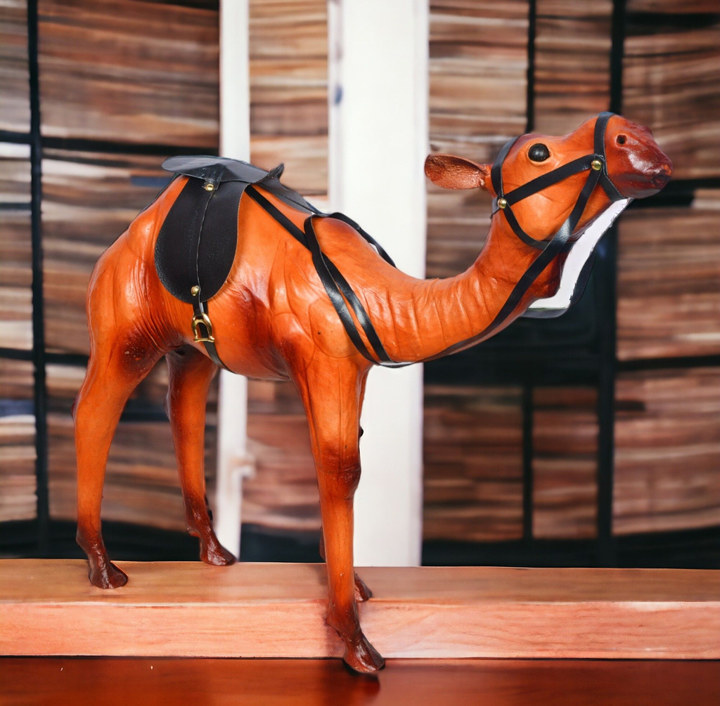 VMSK HandiCrafts Standing Camel | Leather | 18” Inch | Decorative Showpiece