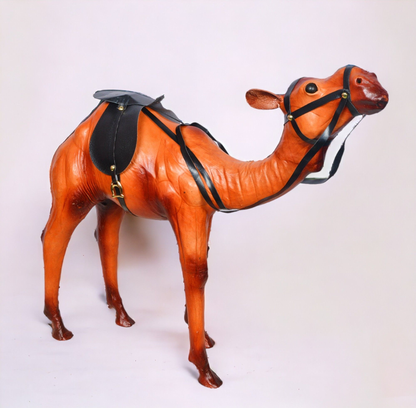 VMSK HandiCrafts Standing Camel | Leather | 18” Inch | Decorative Showpiece