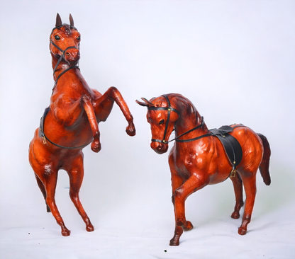 VMSK Shivaji & Rearing Horse Pair | Set of 2 | Leather | 12” Inch Each | Decorative Showpiece