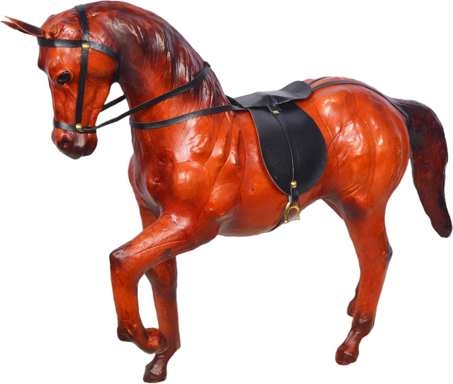 VMSK Shivaji & Rearing Horse Pair | Set of 2 | Leather | 12” Inch Each | Decorative Showpiece
