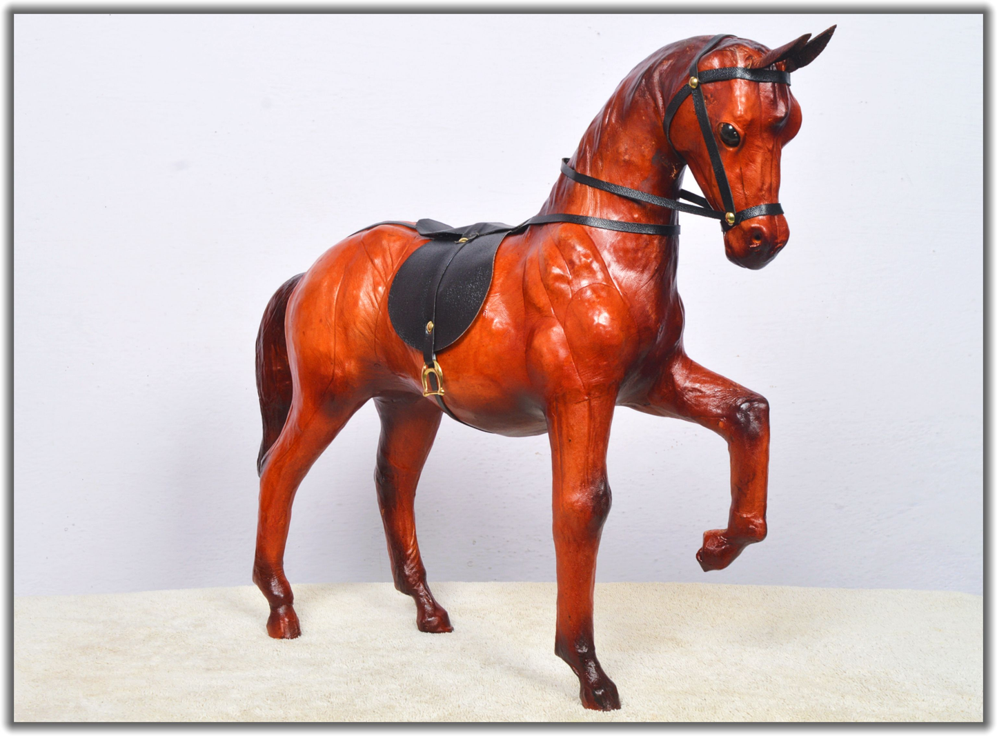VMSK HandiCrafts Shivaji's Horse | Leather | 18” Inch | Brown | Premium Decorative Showpiece
