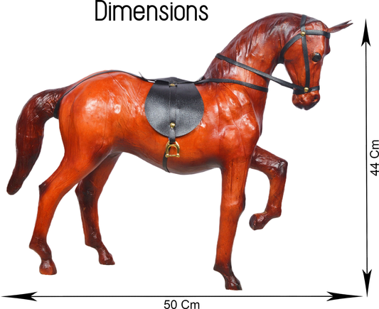 VMSK HandiCrafts Shivaji's Horse | Leather | 18” Inch | Brown | Premium Decorative Showpiece