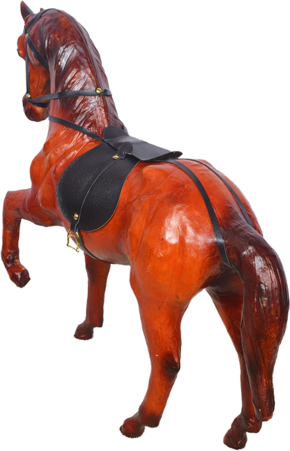 VMSK HandiCrafts Shivaji's Horse | Leather | 18” Inch | Brown | Premium Decorative Showpiece