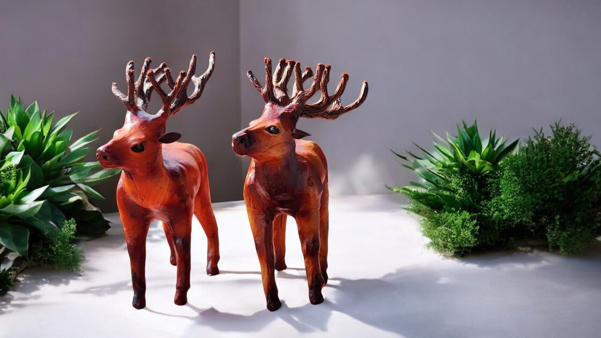 VMSK HandiCraft Reindeer Set | 6” Inch | Brown | Decorative Showpiece