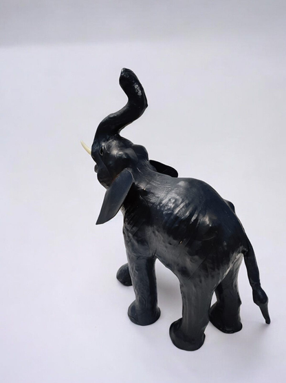 VMSK HandiCrafts Elephant Showpiece| Leather | 12” Inch | Dark Grey & Black| Premium Showpiece