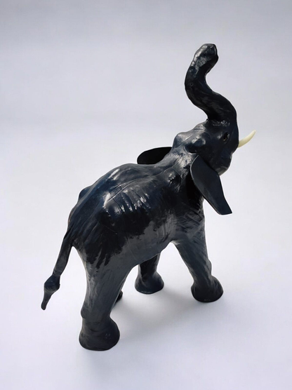 VMSK HandiCrafts Elephant Showpiece| Leather | 12” Inch | Dark Grey & Black| Premium Showpiece