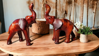 VMSK HandiCraft Elephant - 2 Pieces | 6” Inch | Brown | Decorative Showpieces