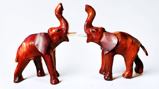 VMSK HandiCraft Elephant - 2 Pieces | 6” Inch | Brown | Decorative Showpieces