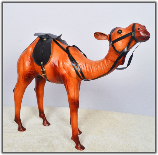 VMSK HandiCrafts Standing Camel | Leather | 12” Inch | Decorative Showpieces