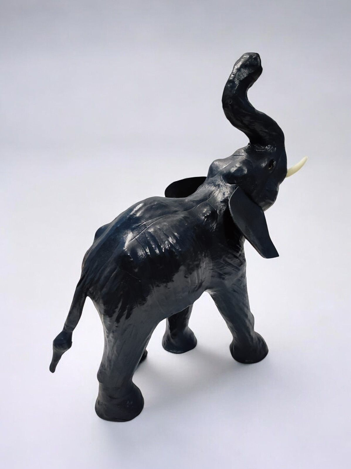 VMSK HandiCrafts | Elephant Showpiece | Set Of 2 | Leather | 12” Inch | Dark Grey & Black| Decorative Showpiece