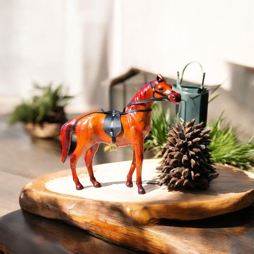 VMSK HandiCraft Sitting Camel & Standing Horse Set | 12” Inch's Each | Brown | Decorative Showpieces