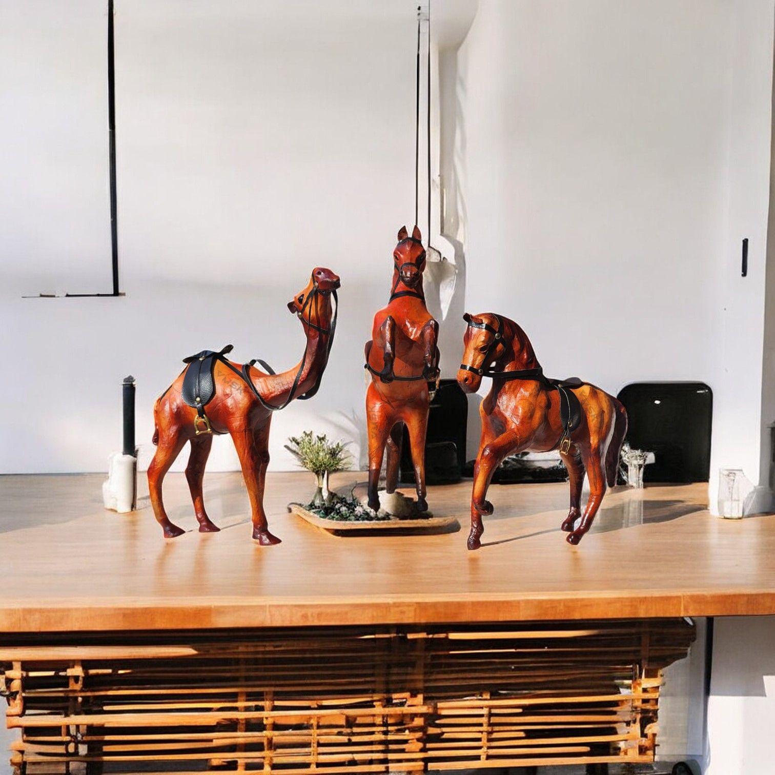 VMSK HandiCraft Camel , Rearing and Shivaji's Horse Set | 12” Inch's Each | Decorative Showpieces