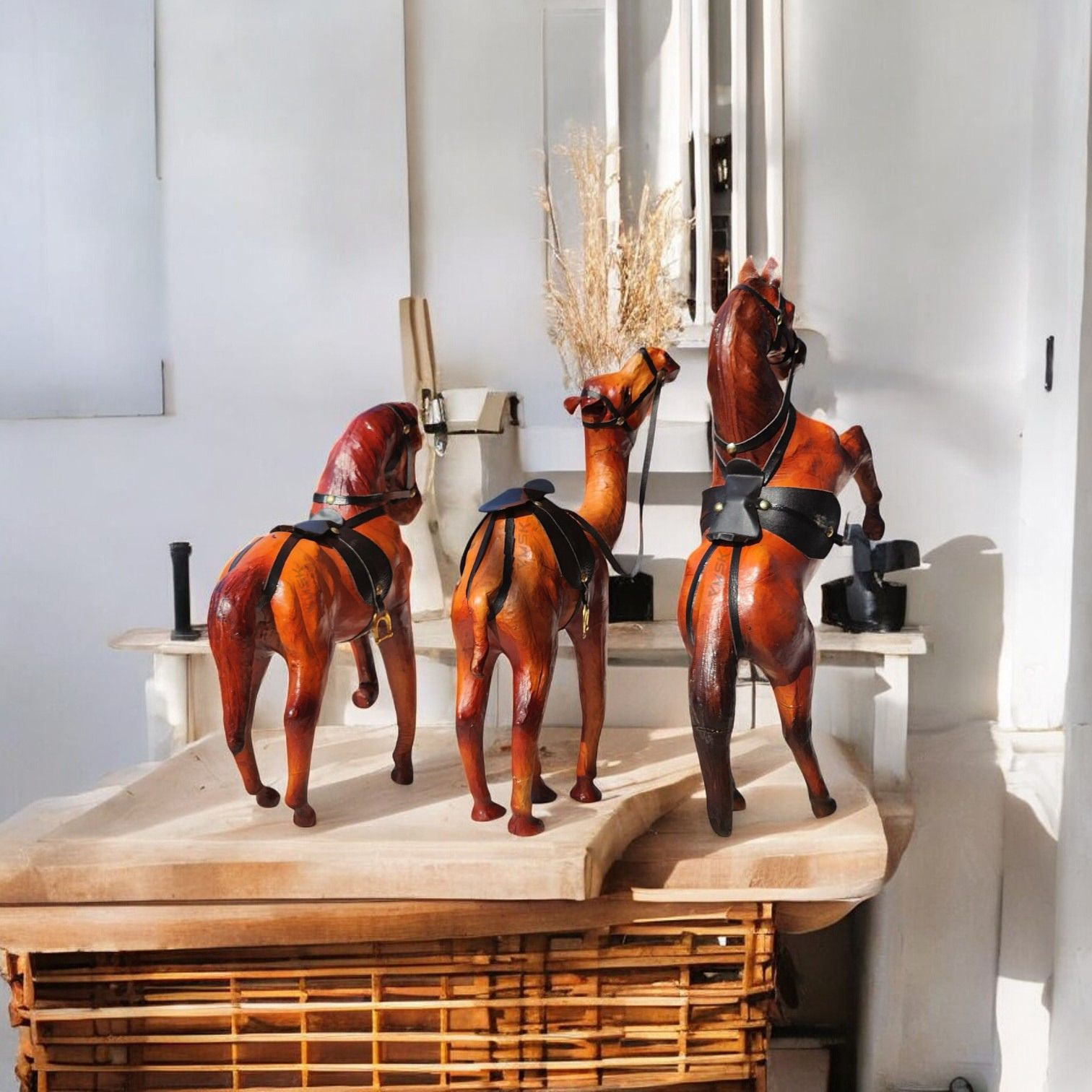 VMSK HandiCraft Camel , Rearing and Shivaji's Horse Set | 12” Inch's Each | Decorative Showpieces