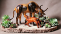 VMSK HandiCraft Cow and Calf Set | 12” Inch | Black & Brown | Premium Showpiece