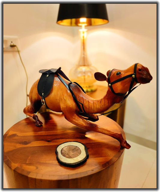 VMSK HandiCrafts Sitting Camel | Leather | 19” Inch's | Decorative Showpiece