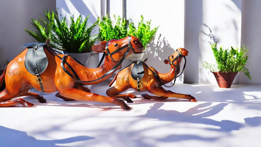 VMSK HandiCraft Sitting Camel Set of 2 | Brown | 12" & 18" Inch's | Decorative Showpiece