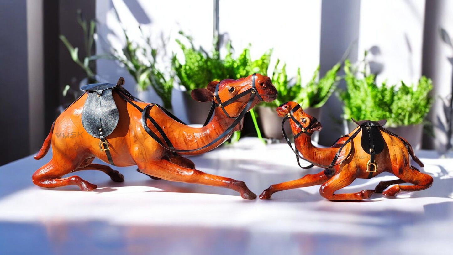 VMSK HandiCraft Sitting Camel Set of 2 | Brown | 12" & 18" Inch's | Decorative Showpiece
