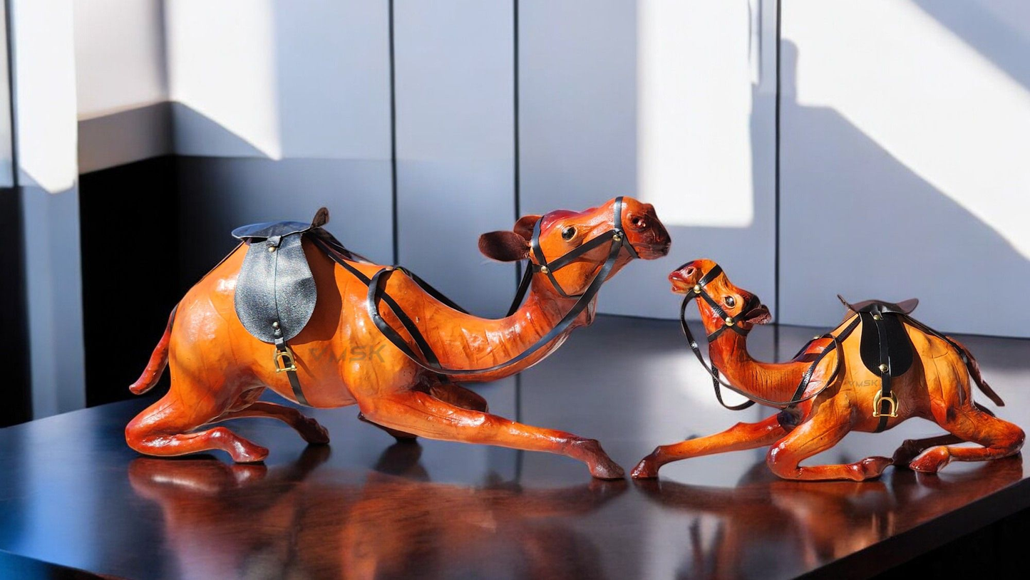 VMSK HandiCraft Sitting Camel Set of 2 | Brown | 12" & 18" Inch's | Decorative Showpiece