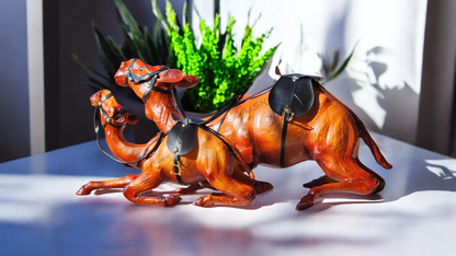 VMSK HandiCraft Sitting Camel Set of 2 | Brown | 12" & 18" Inch's | Decorative Showpiece