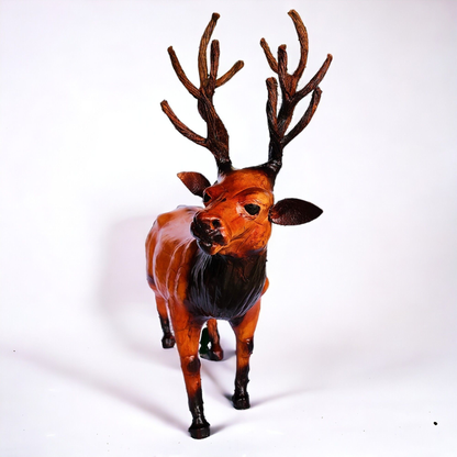 VMSK HandiCrafts Reindeer | Barasingha Showpiece | 12” Inch | Brown | Premium