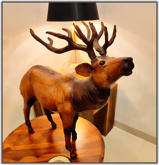 VMSK HandiCrafts Reindeer | Leather | 18” Inch | Dark Brown | Premium  Showpiece