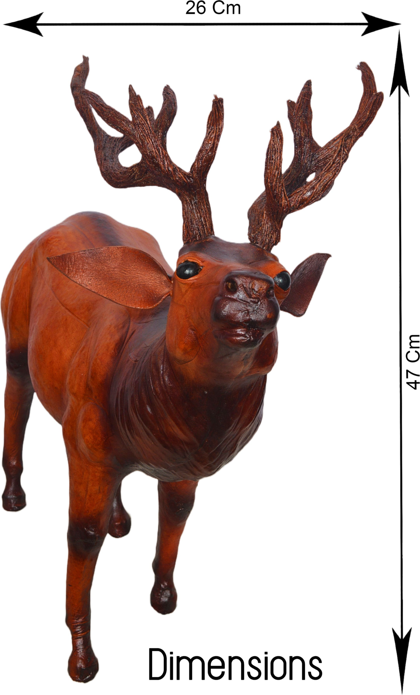 VMSK HandiCrafts Reindeer | Leather | 18” Inch | Dark Brown | Premium  Showpiece