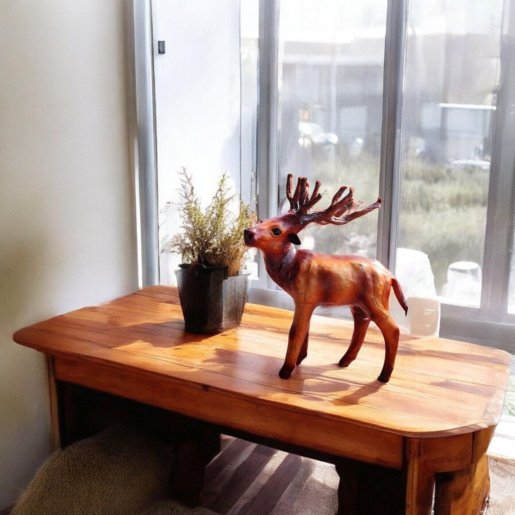 VMSK HandiCraft Reindeer| Barasingha | 6” Inch | Brown | Decorative Showpiece