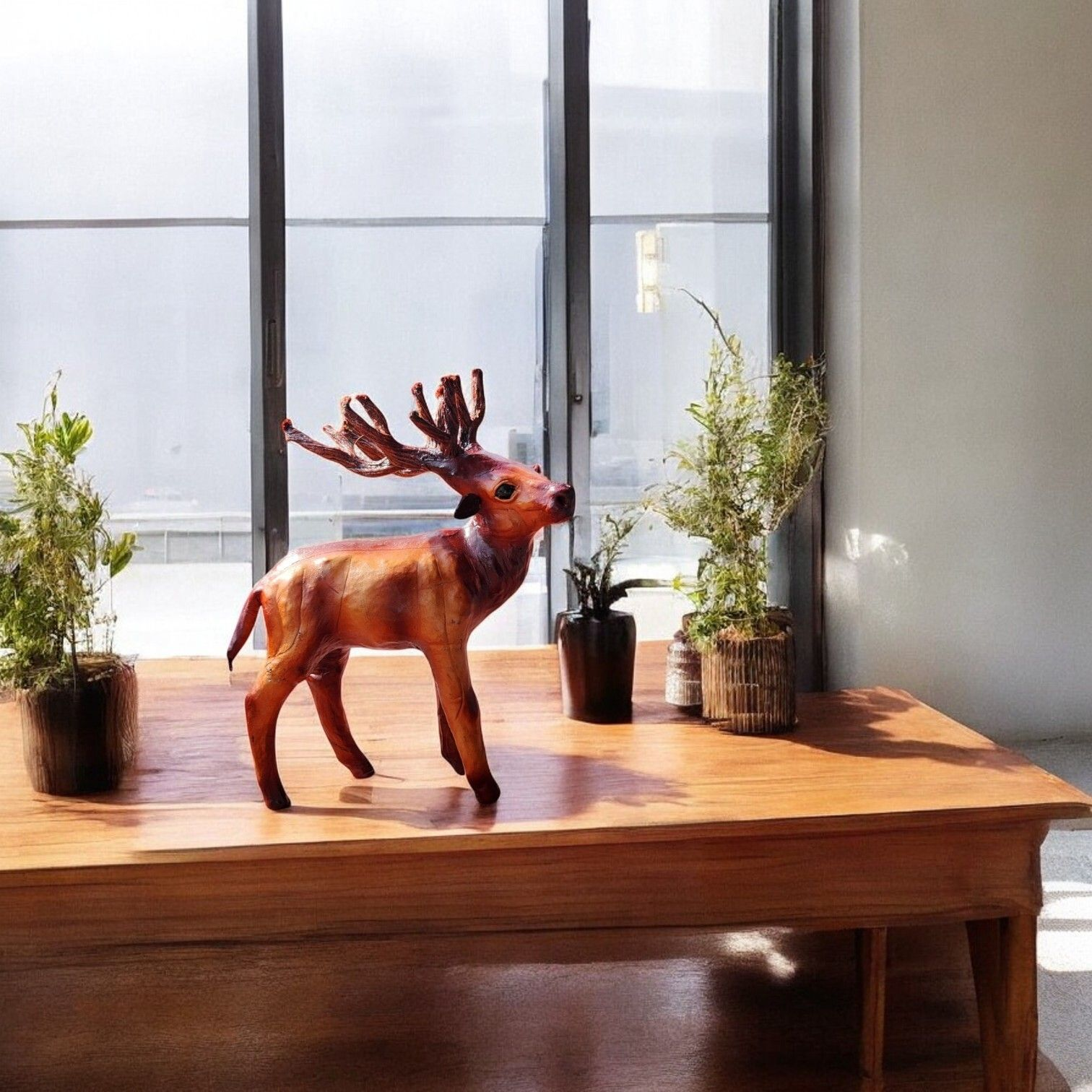 VMSK HandiCraft Reindeer| Barasingha | 6” Inch | Brown | Decorative Showpiece