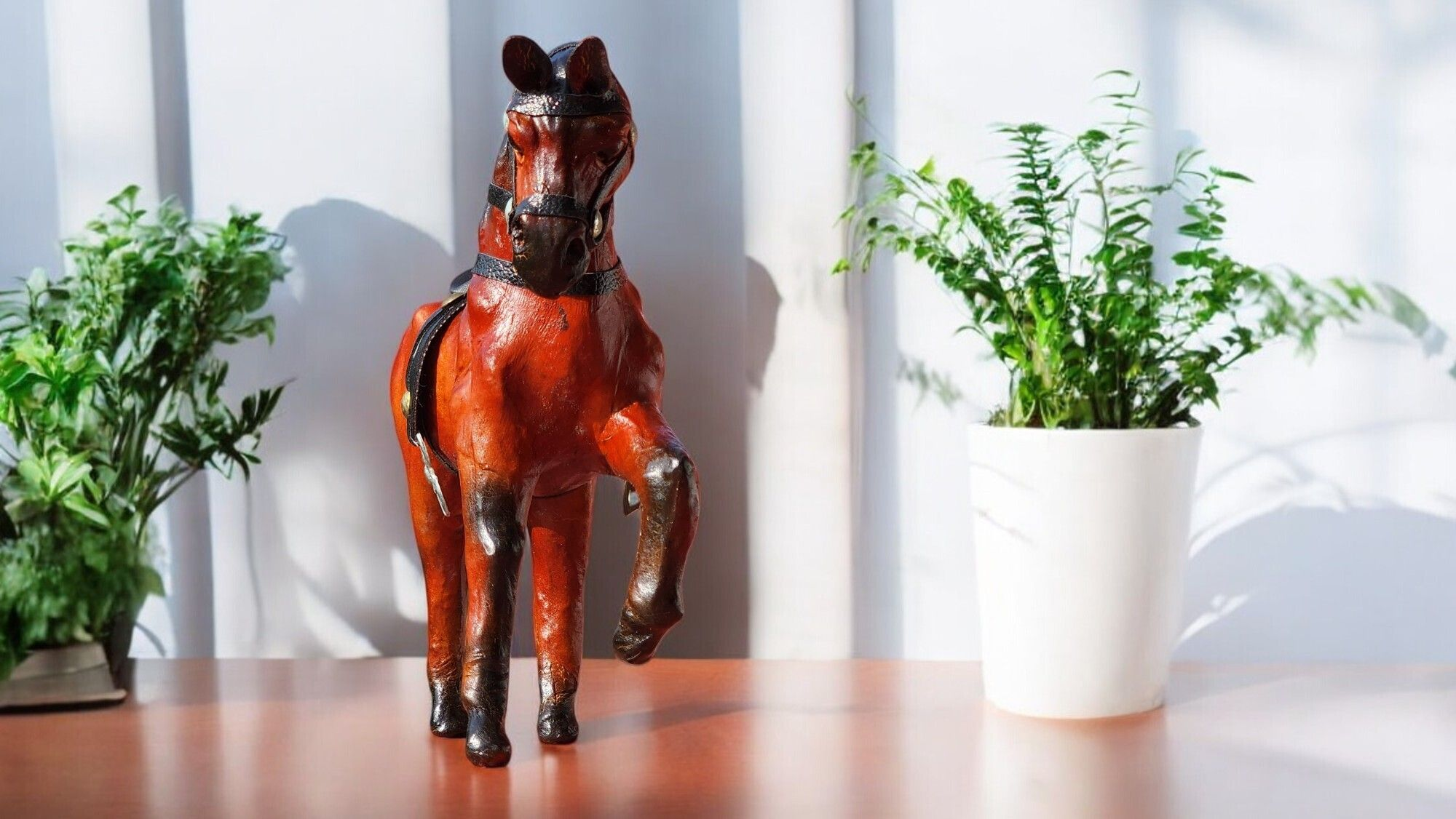 VMSK HandiCrafts Shivaji Horse | Leather | 6” Inch | Brown | Decorative Showpiece