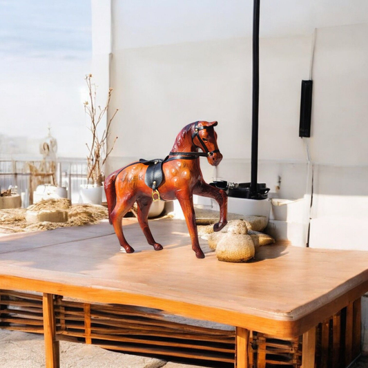 VMSK HandiCrafts Shivaji's Horse | 12” Inch | Brown | Decorative Showpiece