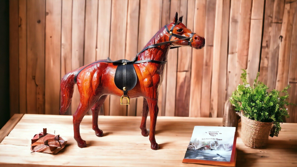 VMSK HandiCraft Standing Horse | 12” Inch | Brown | Decorative Showpiece