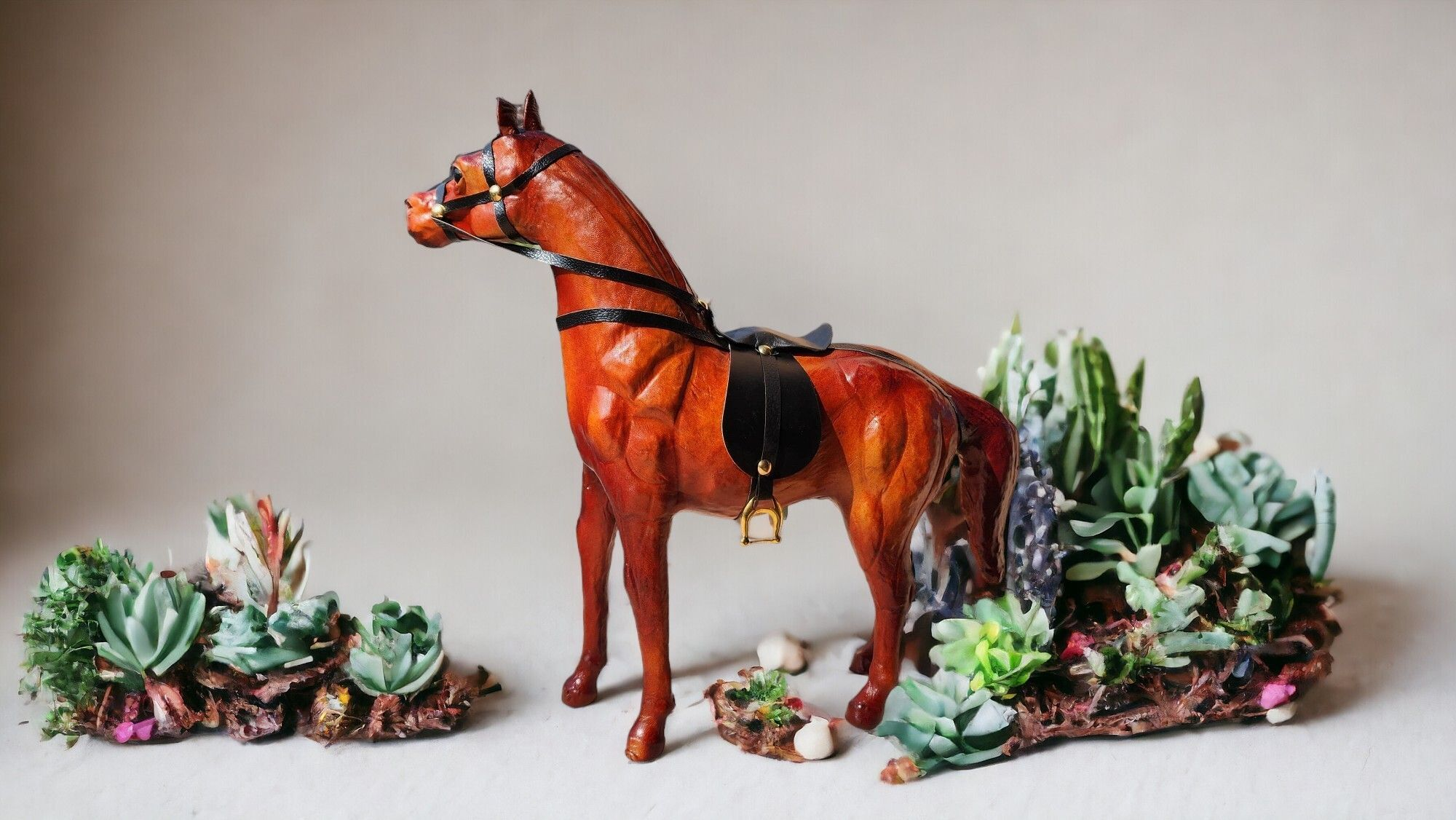 VMSK HandiCraft Standing Horse | 12” Inch | Brown | Decorative Showpiece