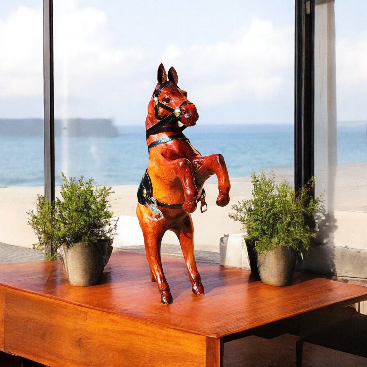 VMSK HandiCraft Jumping Horse | 6” Inch | Brown | Decorative Showpiece